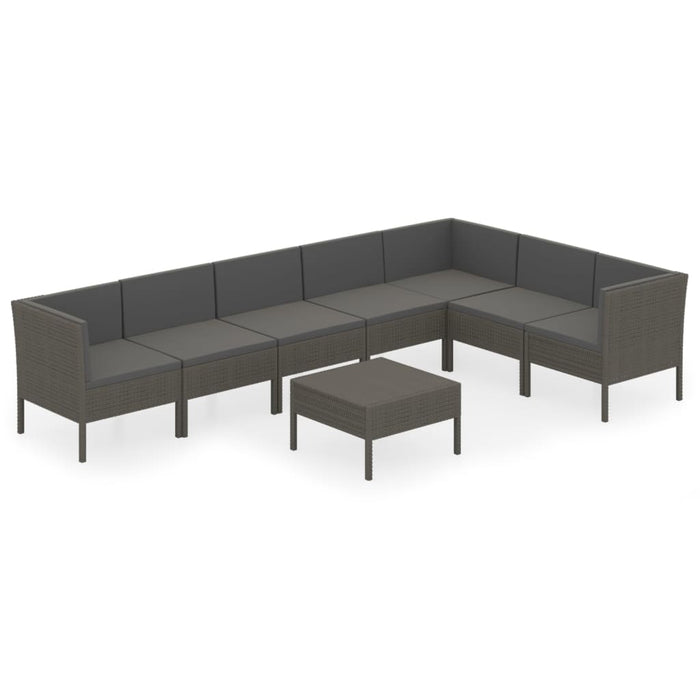 Set mobilier de grădină cu perne, 8 piese, gri, poliratan WALTI