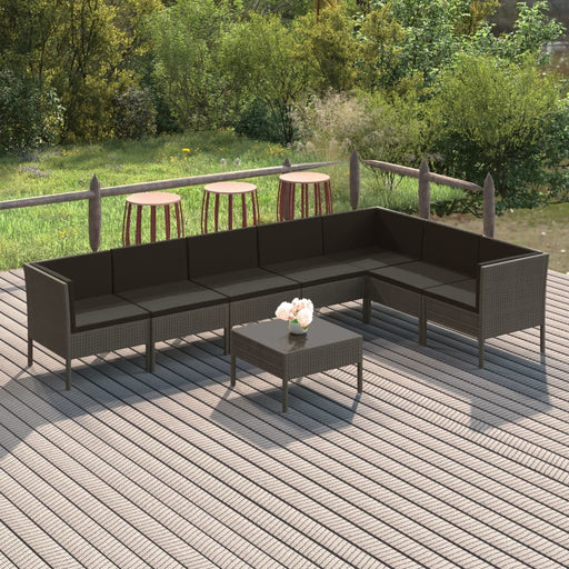 Set mobilier de grădină cu perne, 8 piese, gri, poliratan - WALTI WALTI
