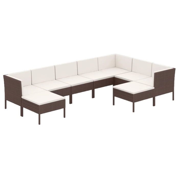 Set mobilier de grădină cu perne, 9 piese, maro, poliratan - WALTI WALTI