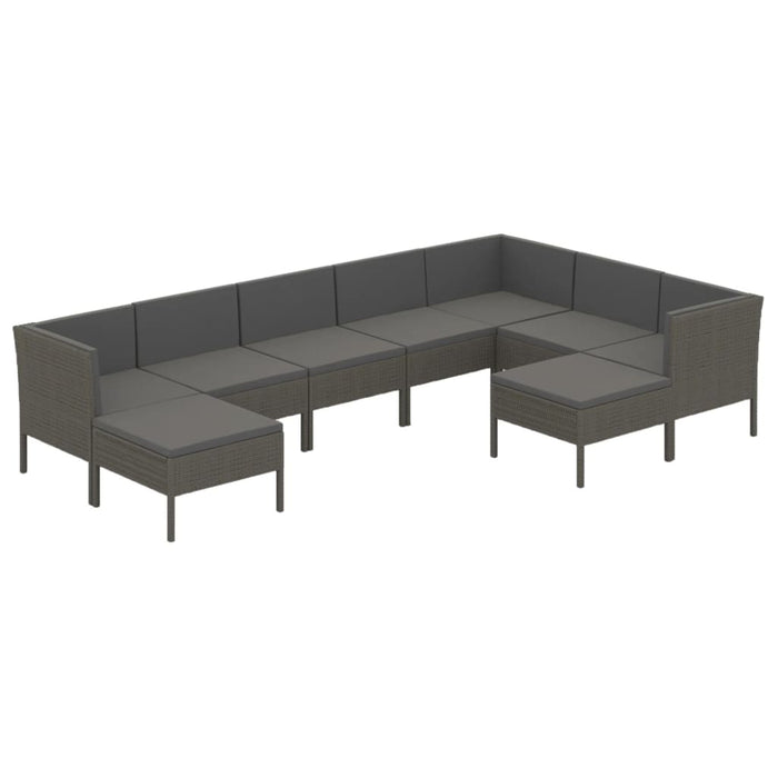 Set mobilier de grădină cu perne, 9 piese, gri, poliratan - WALTI WALTI