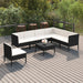 Set mobilier de grădină cu perne, 8 piese, negru, poliratan - WALTI WALTI