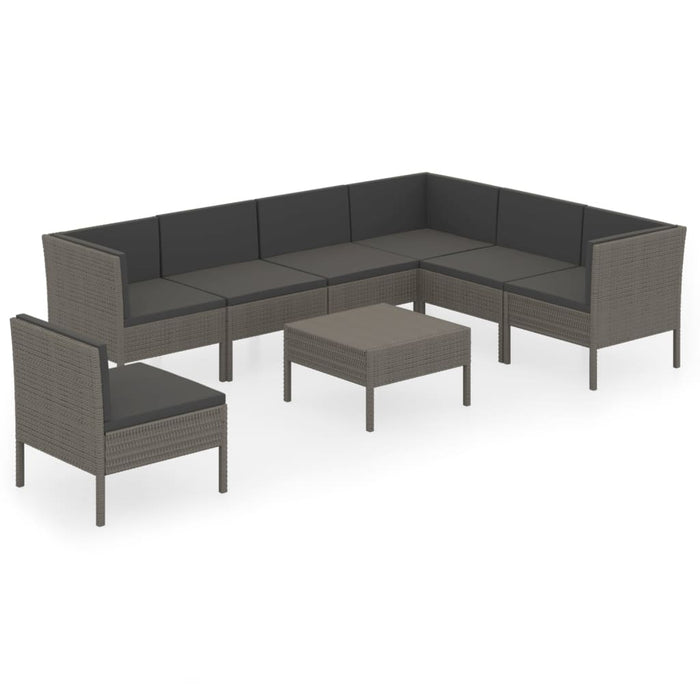 Set mobilier de grădină cu perne, 8 piese, gri, poliratan - WALTI WALTI