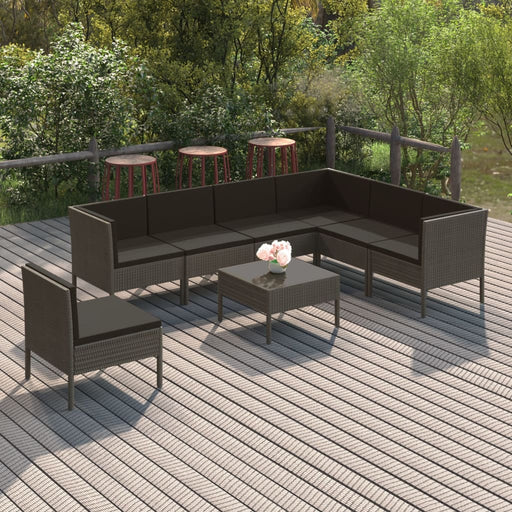 Set mobilier de grădină cu perne, 8 piese, gri, poliratan - WALTI WALTI