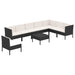 Set mobilier de grădină cu perne, 9 piese, negru, poliratan - WALTI WALTI