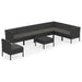 Set mobilier de grădină cu perne, 9 piese, negru, poliratan - WALTI WALTI