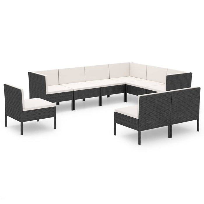 Set mobilier de grădină cu perne, 9 piese, negru, poliratan - WALTI WALTI