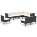 Set mobilier de grădină cu perne, 9 piese, negru, poliratan - WALTI WALTI
