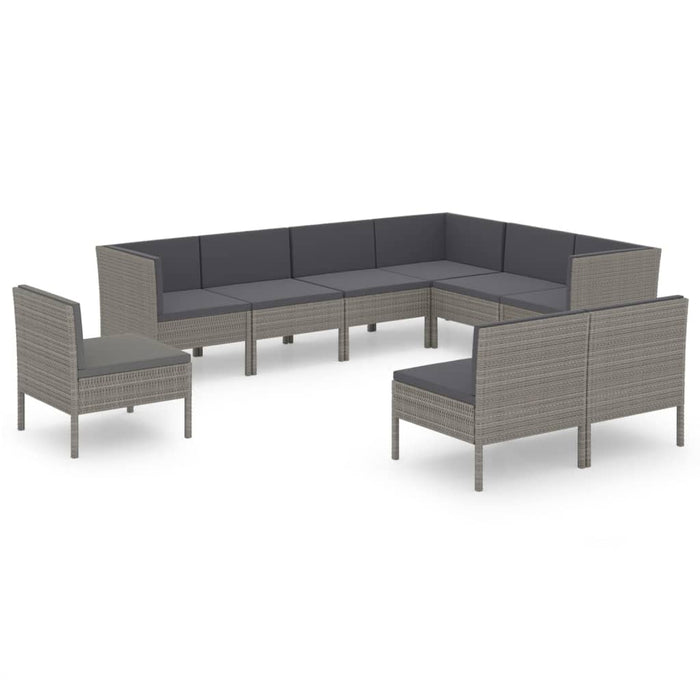 Set mobilier de grădină cu perne, 9 piese, gri, poliratan WALTI