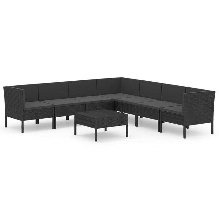 Set mobilier de grădină cu perne, 8 piese, negru, poliratan - WALTI WALTI