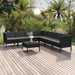 Set mobilier de grădină cu perne, 8 piese, negru, poliratan - WALTI WALTI