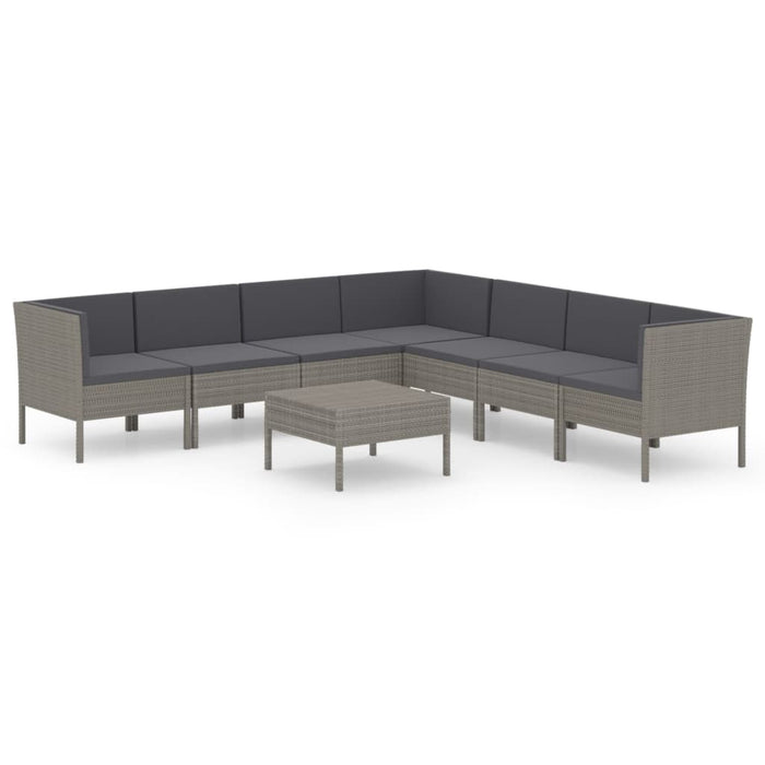Set mobilier de grădină cu perne, 8 piese, gri, poliratan - WALTI WALTI
