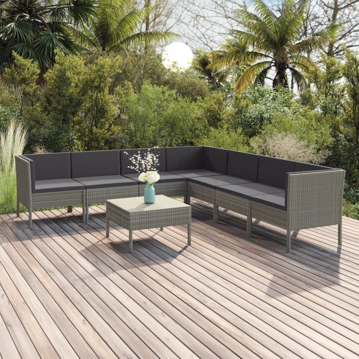Set mobilier de grădină cu perne, 8 piese, gri, poliratan - WALTI WALTI