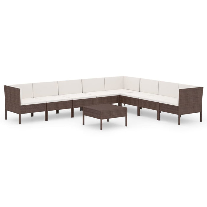 Set mobilier de grădină cu perne, 9 piese, maro, poliratan - WALTI WALTI