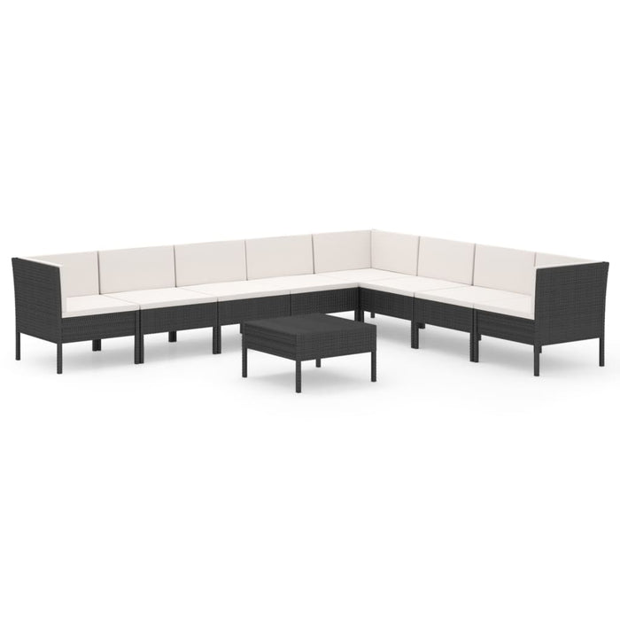 Set mobilier de grădină cu perne, 9 piese, negru, poliratan - WALTI WALTI