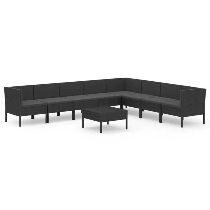 Set mobilier de grădină cu perne, 9 piese, negru, poliratan WALTI