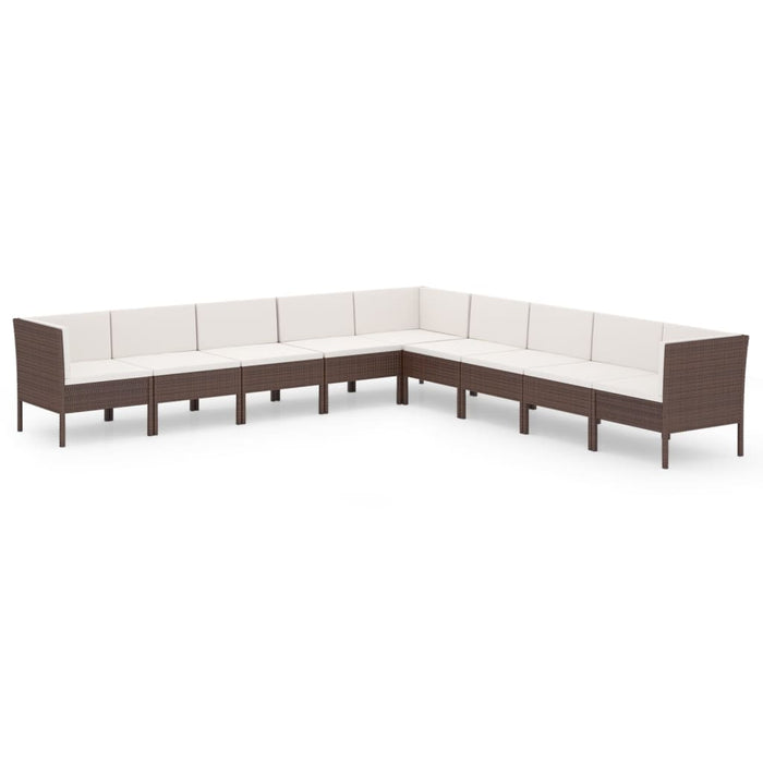 Set mobilier de grădină cu perne, 9 piese, maro, poliratan - WALTI WALTI