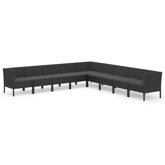 Set mobilier de grădină cu perne, 9 piese, negru, poliratan - WALTI WALTI
