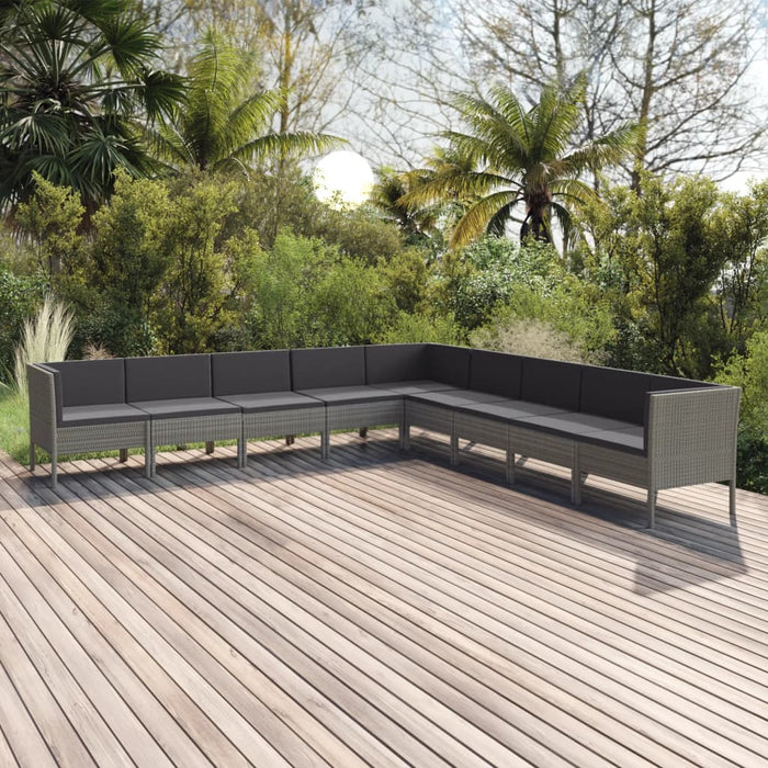 Set mobilier de grădină cu perne, 9 piese, gri, poliratan WALTI