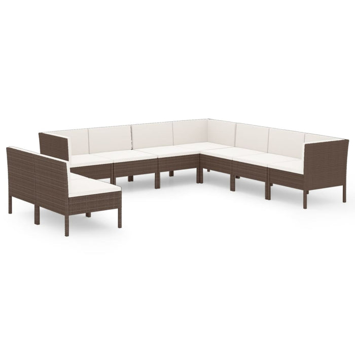 Set mobilier de grădină cu perne, 9 piese, maro, poliratan - WALTI WALTI