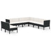 Set mobilier de grădină cu perne, 9 piese, negru, poliratan - WALTI WALTI