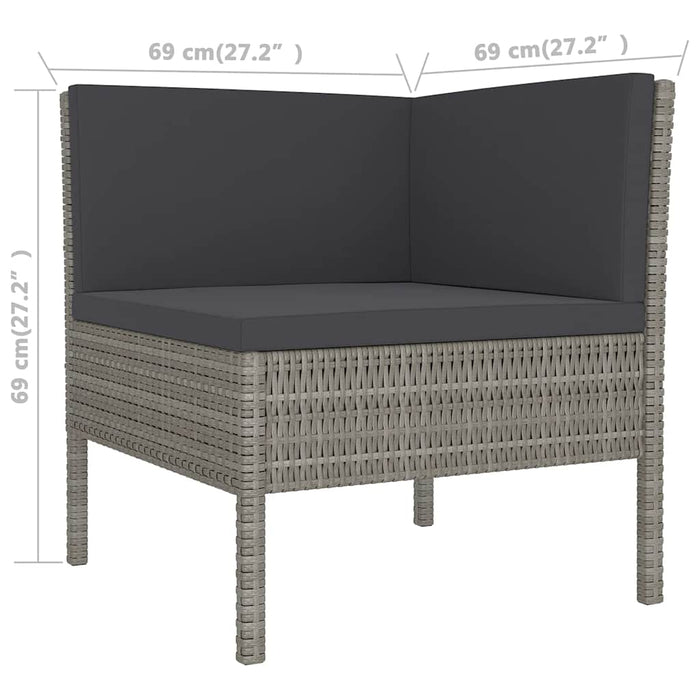 Set mobilier de grădină cu perne, 11 piese, gri, poliratan - WALTI WALTI