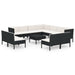 Set mobilier de grădină cu perne, 12 piese, negru, poliratan - WALTI WALTI