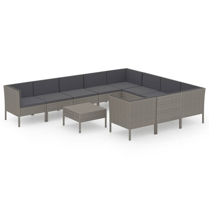 Set mobilier de grădină cu perne, 11 piese, gri, poliratan - WALTI WALTI