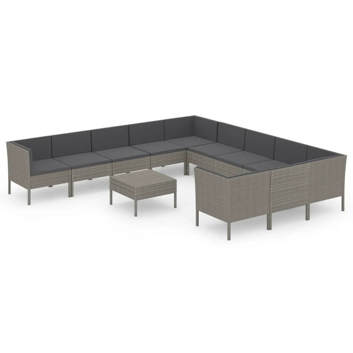 Set mobilier de grădină cu perne, 12 piese, gri, poliratan - WALTI WALTI