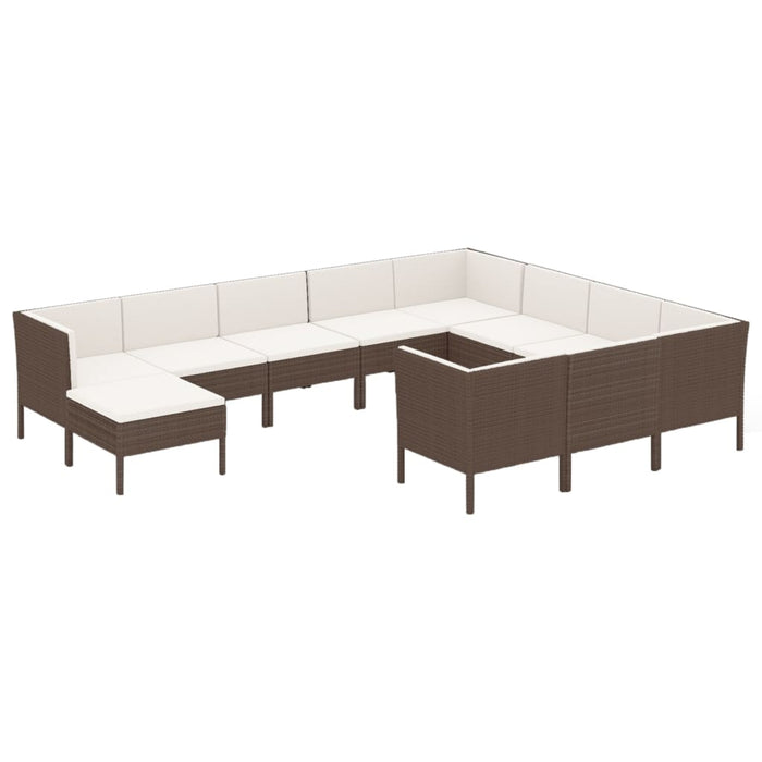 Set mobilier de grădină cu perne, 11 piese, maro, poliratan WALTI