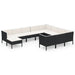 Set mobilier de grădină cu perne, 11 piese, negru, poliratan - WALTI WALTI
