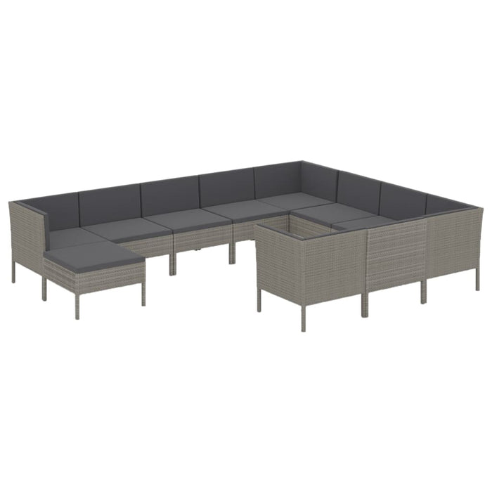 Set mobilier de grădină cu perne, 11 piese, gri, poliratan - WALTI WALTI