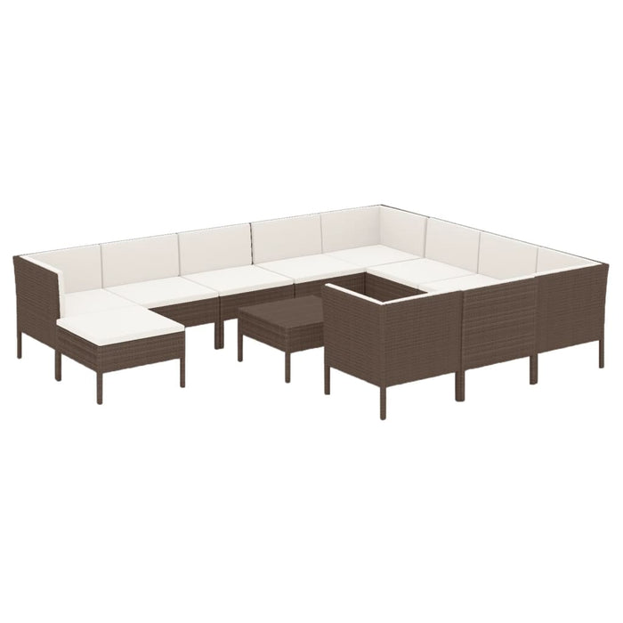 Set mobilier de grădină cu perne, 12 piese, maro, poliratan - WALTI WALTI