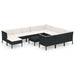 Set mobilier de grădină cu perne, 12 piese, negru, poliratan - WALTI WALTI