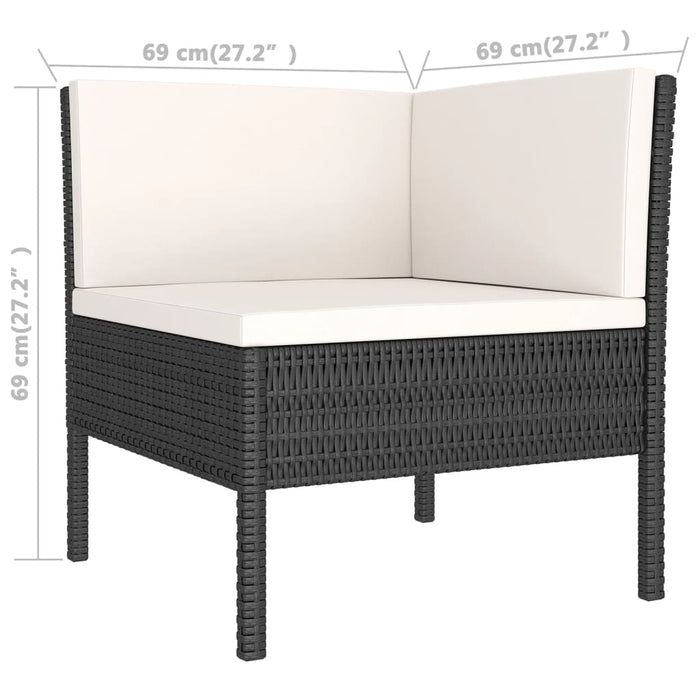 Set mobilier de grădină cu perne, 12 piese, negru, poliratan - WALTI WALTI