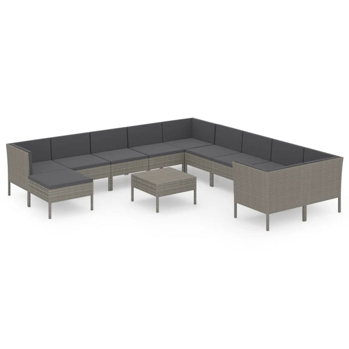 Set mobilier de grădină cu perne, 12 piese, gri, poliratan - WALTI WALTI