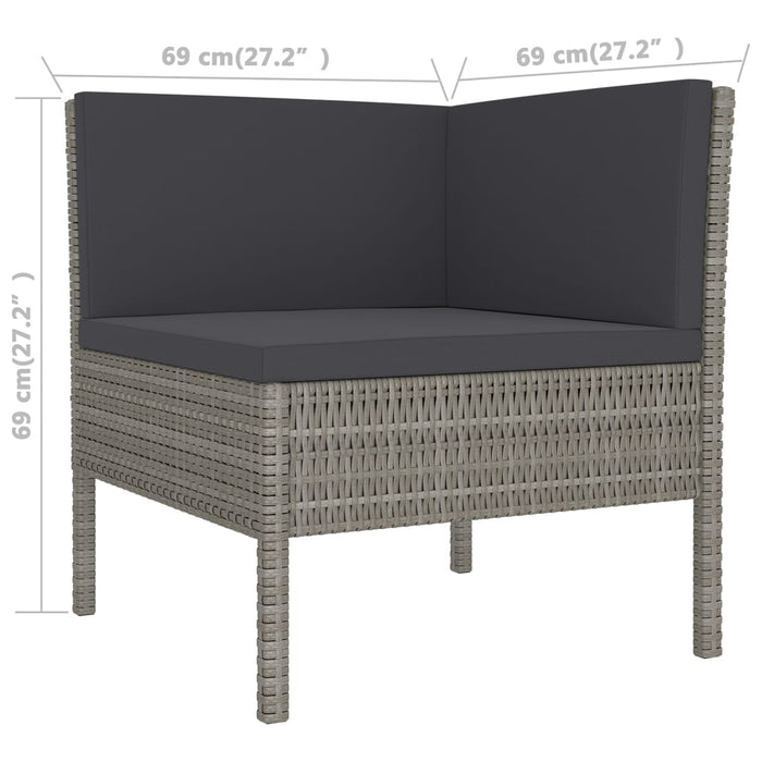 Set mobilier de grădină cu perne, 12 piese, gri, poliratan - WALTI WALTI