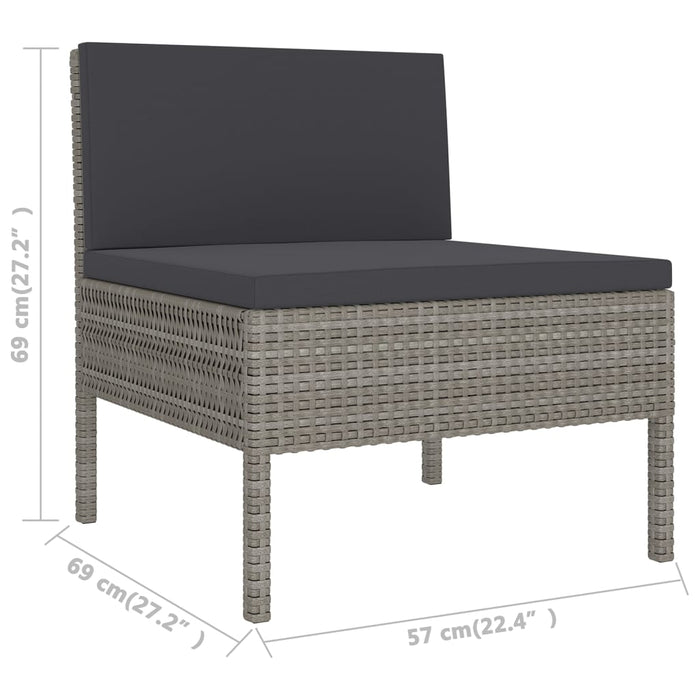 Set mobilier de grădină cu perne, 12 piese, gri, poliratan - WALTI WALTI
