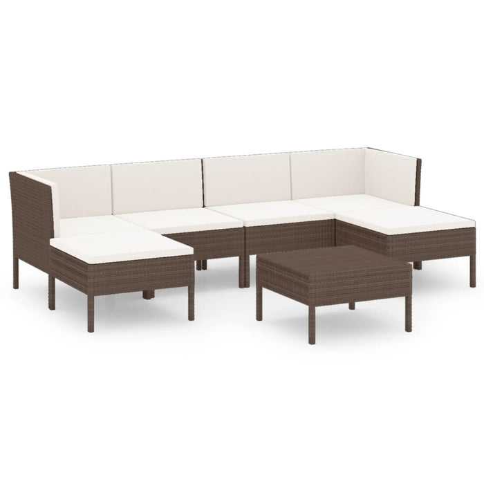 Set mobilier de grădină cu perne, 7 piese, maro, poliratan - WALTI WALTI