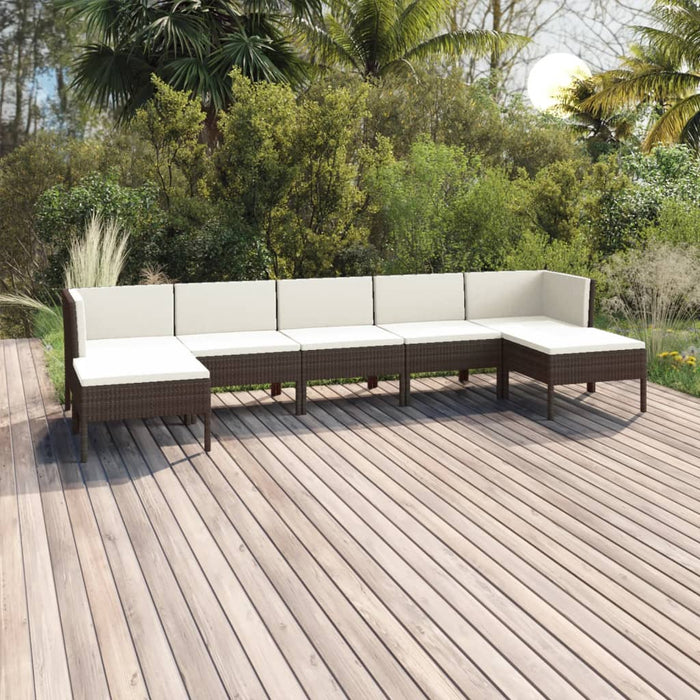 Set mobilier de grădină cu perne, 7 piese, maro, poliratan - WALTI WALTI