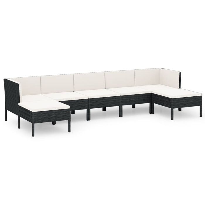 Set mobilier de grădină cu perne, 7 piese, negru, poliratan - WALTI WALTI