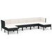 Set mobilier de grădină cu perne, 7 piese, negru, poliratan - WALTI WALTI