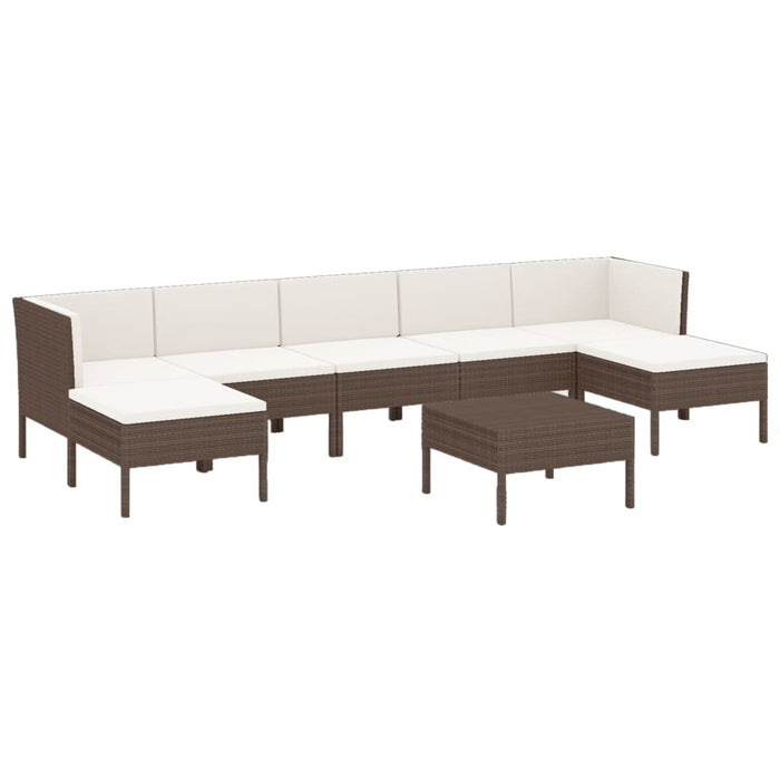 Set mobilier de grădină cu perne, 8 piese, maro, poliratan - WALTI WALTI