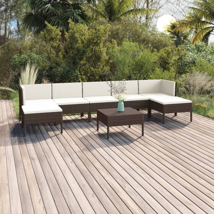 Set mobilier de grădină cu perne, 8 piese, maro, poliratan - WALTI WALTI