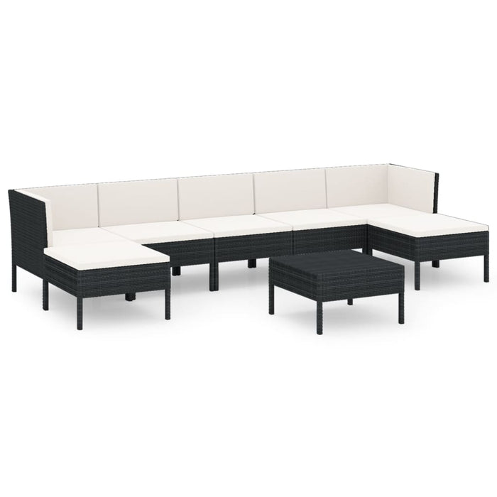 Set mobilier de grădină cu perne, 8 piese, negru, poliratan - WALTI WALTI
