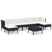 Set mobilier de grădină cu perne, 8 piese, negru, poliratan - WALTI WALTI
