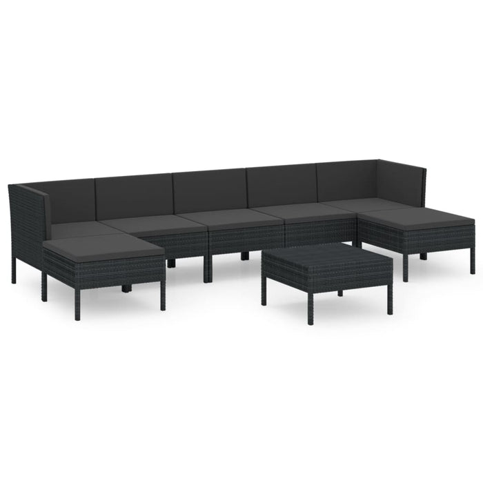 Set mobilier de grădină cu perne, 8 piese, negru, poliratan - WALTI WALTI