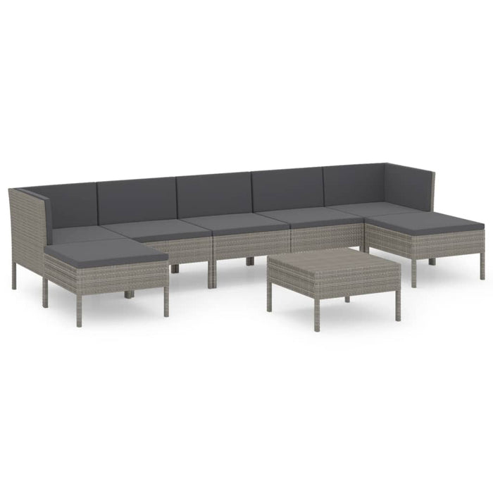 Set mobilier de grădină cu perne, 8 piese, gri, poliratan - WALTI WALTI
