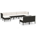 Set mobilier de grădină cu perne, 9 piese, negru, poliratan - WALTI WALTI