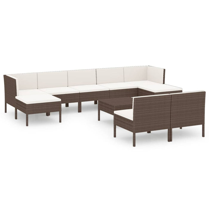 Set mobilier de grădină cu perne, 10 piese, maro, poliratan - WALTI WALTI