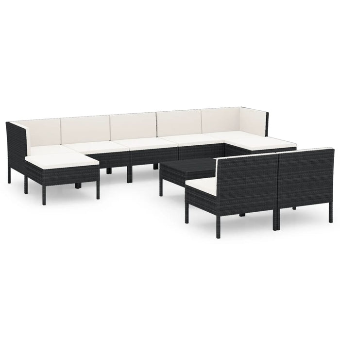 Set mobilier de grădină cu perne, 10 piese, negru, poliratan - WALTI WALTI